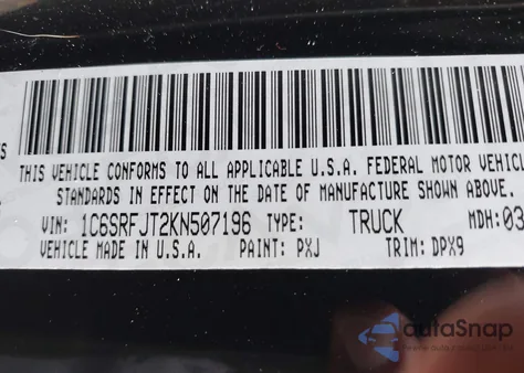 2019 Ram 1500 Laramie 4X4 5'7 Box из США, поврежденный, VIN 1C6SRFJT2KN507196